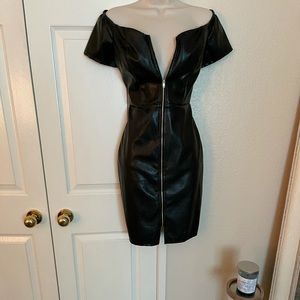 Pleather black sexy and sophisticated dress